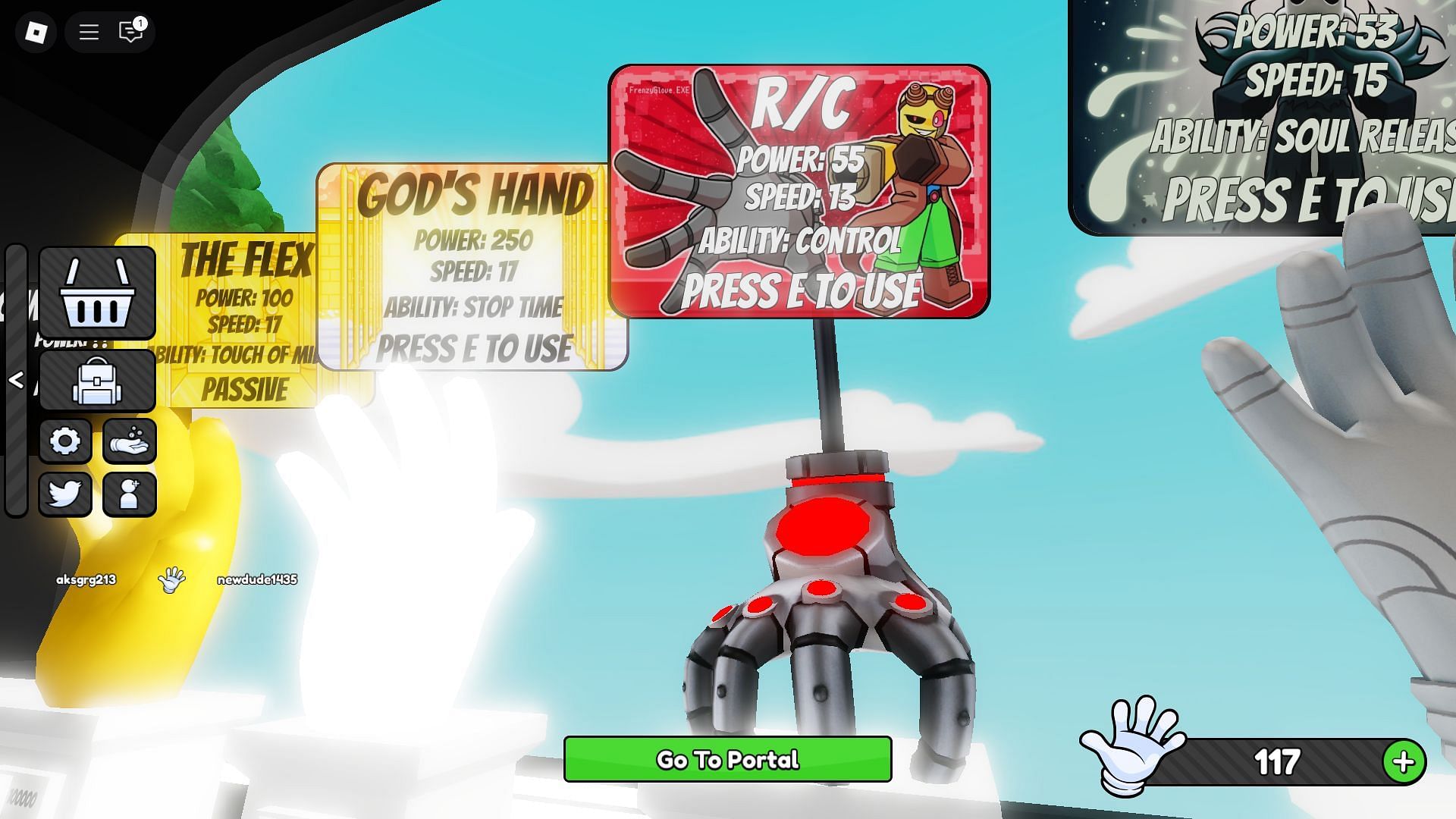 Get the R/C Glove from the spawn area (Image via Roblox)